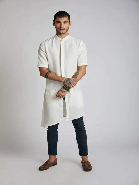 Men's Natural Hemp Kurta - White