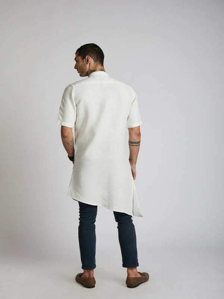 Men's Natural Hemp Kurta - White