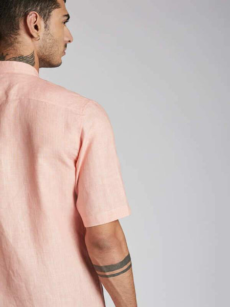 Men's Natural Hemp Kurta - Peach