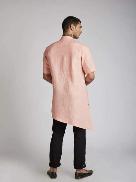 Men's Natural Hemp Kurta - Peach