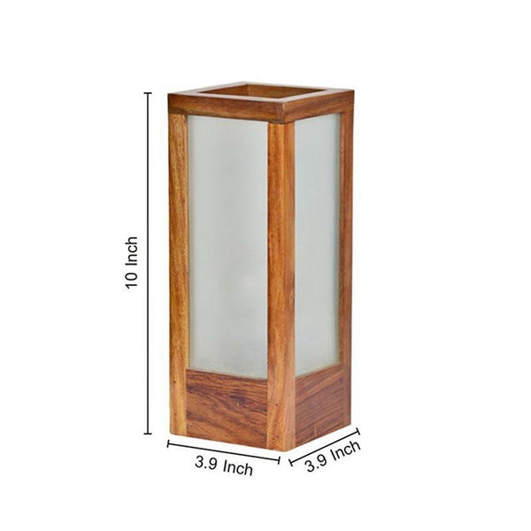 Frosted Glass Table Lamp In Sheesham Wood created by Traditional Artisans