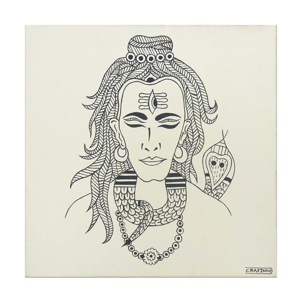 Hand Painted Monochrome Shiva Painting