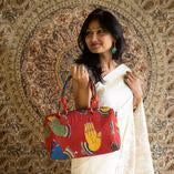 Mudra Red Kalamkari Duffle Bag