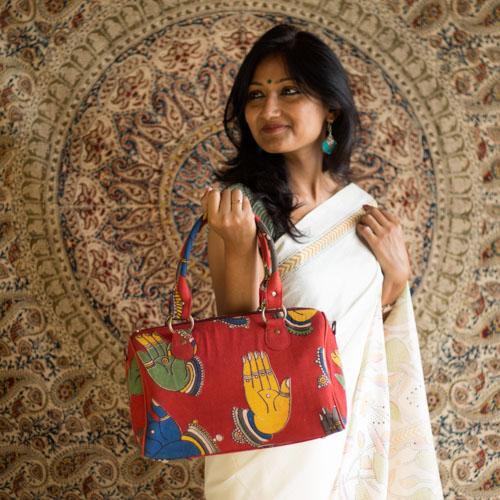 Mudra Red Kalamkari Duffle Bag