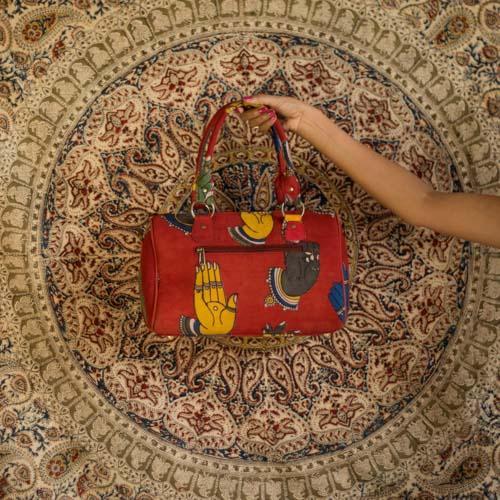 Mudra Red Kalamkari Duffle Bag