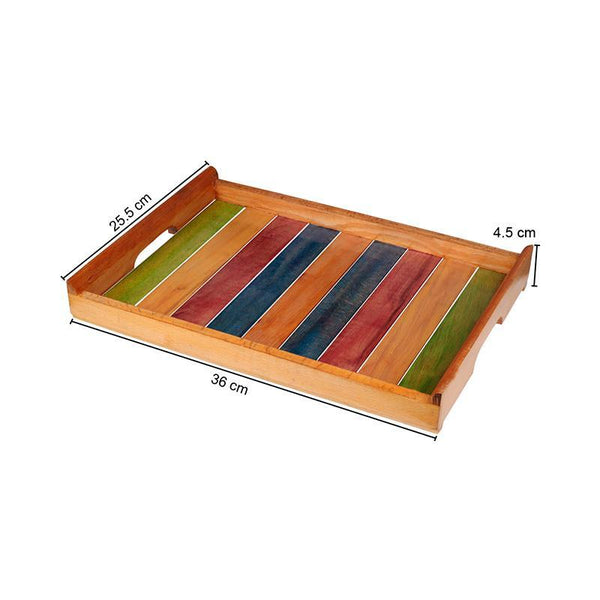 Wooden Serving Tray Created by Traditional Artisans - Multi-Coloured