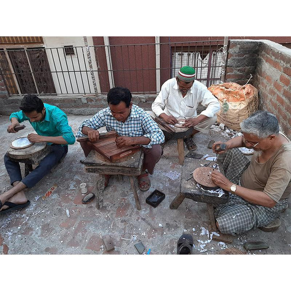 Multicoloured Rectangular Wooden Parrot Jar Set With Tray & Spoon Created by Traditional Artisans