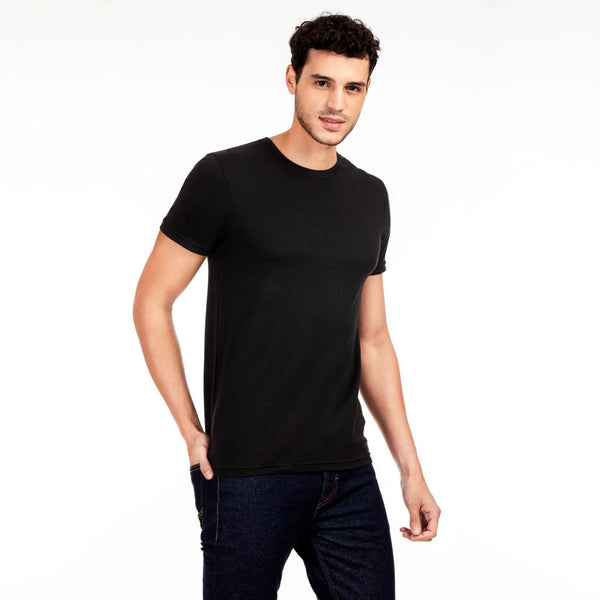 100% Organic Cotton Round Neck T-shirt - Bare Black