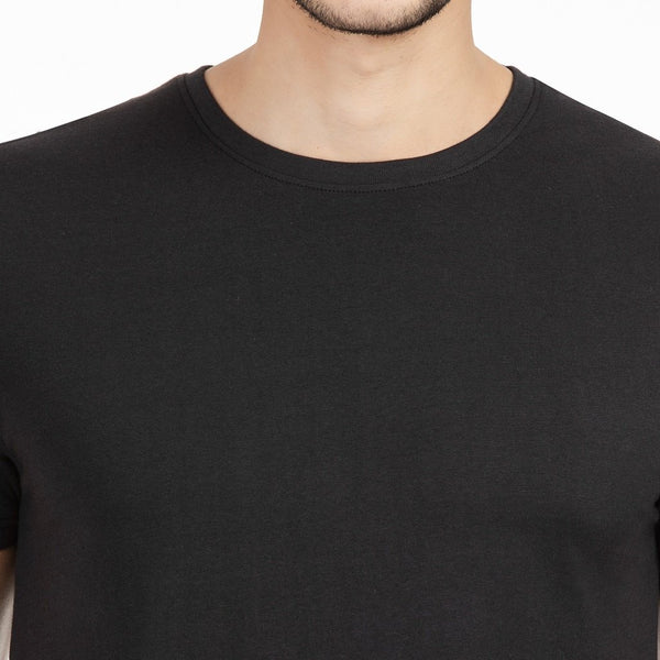100% Organic Cotton Round Neck T-shirt - Bare Black