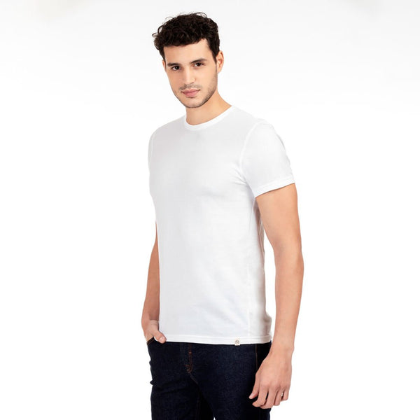 100% Organic Cotton Round Neck T-shirt - Lagom White
