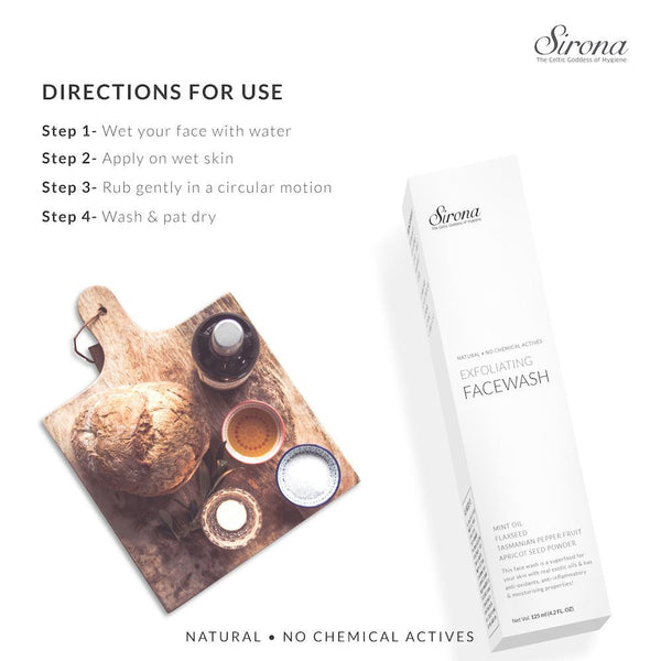Sirona Natural Exfoliating Facial Cleaner With Apricot, Flaxseed Extracts & 5 Herbs - 125gm