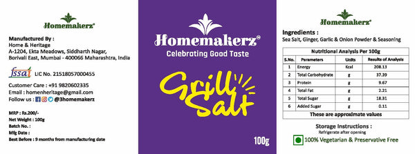 Natural, Preservative-Free Grill Salt, 100g