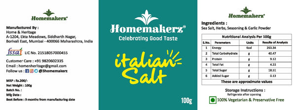 Natural, Preservative-Free Italian Salt, 100g