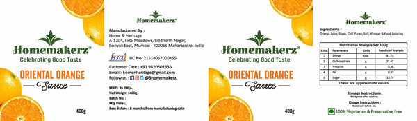 Natural, Preservative-Free Oriental Orange Sauce, 400g