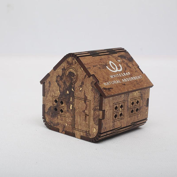 Natural Odour Absorbent for Cars - Made from Activated Carbon (HouseShaped)- Wooden