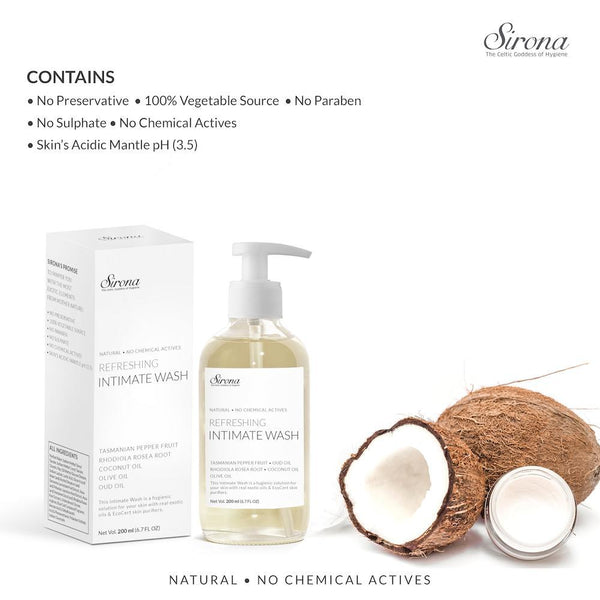 Sirona Natural pH-Balanced Intimate Wash with 5 Herbs for Men and Women - 200ml