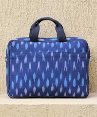 Handwoven Ikat Laptop Bag - Navy Blue