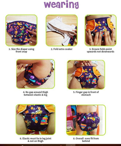 Newborn Reusable, Supersoft Cover Diaper + 1 Dry-feel Soaker with Velcro Closure - Ikat Chevron