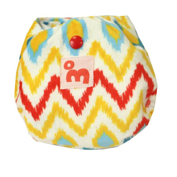 Newborn Supersoft Cover Diaper + 1 Dry-Feel Soaker with Velcro Closure - Ikat Chevron