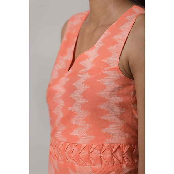 Nui Shibori Handwoven Cotton Bias Dress - Peach