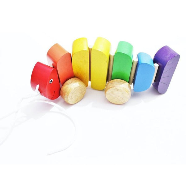 Wooden Rainbow Fish Push and Pull Toy - 100% Safe, Natural & Eco-friendly