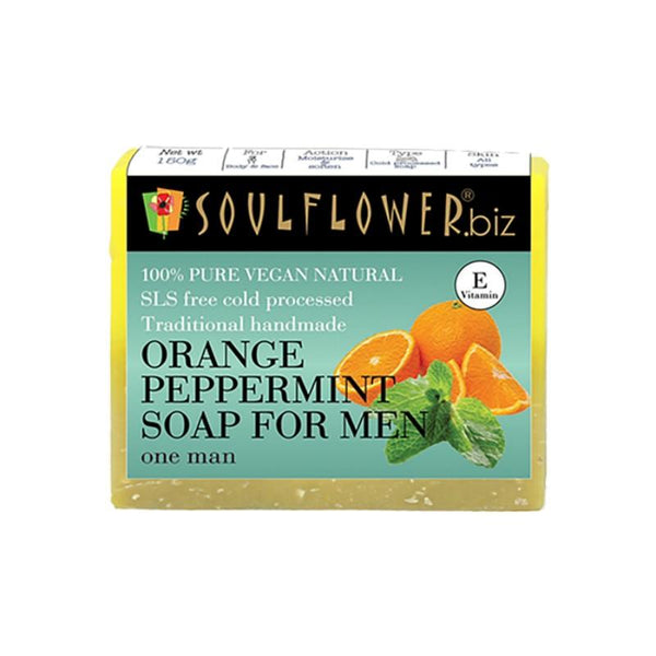 Soulflower Handmade Soap, Orange and Peppermint, 150g