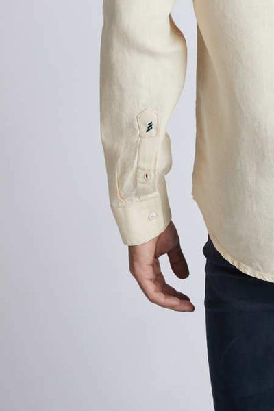 Men's Hemp Contrast Collar Shirt - Beige