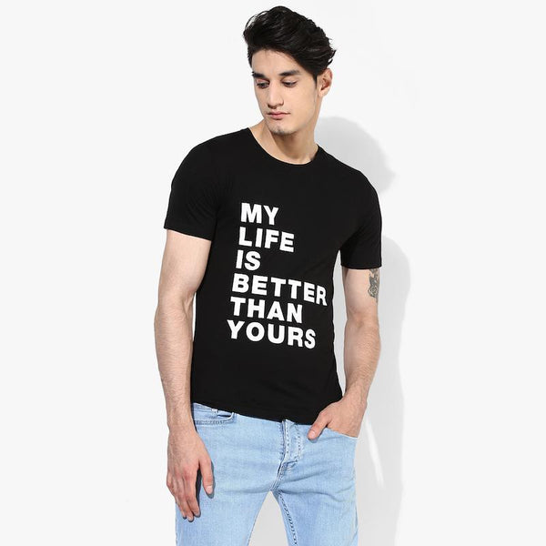 Organic Cotton Men's Black T-Shirt With Print