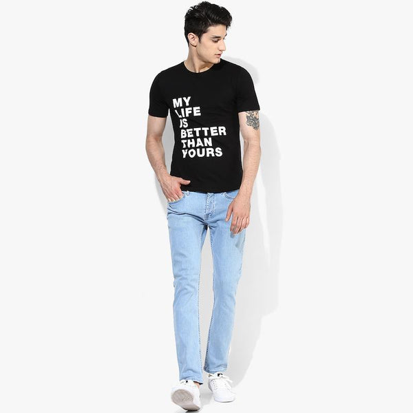 Organic Cotton Men's Black T-Shirt With Print