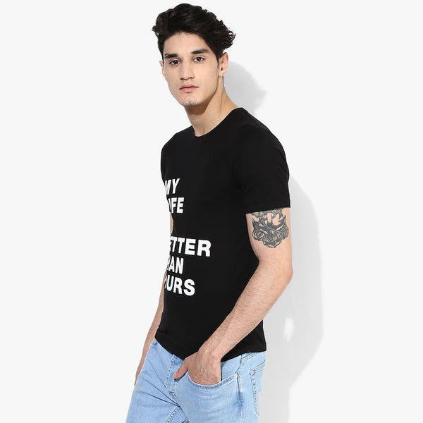 Organic Cotton Men's Black T-Shirt With Print