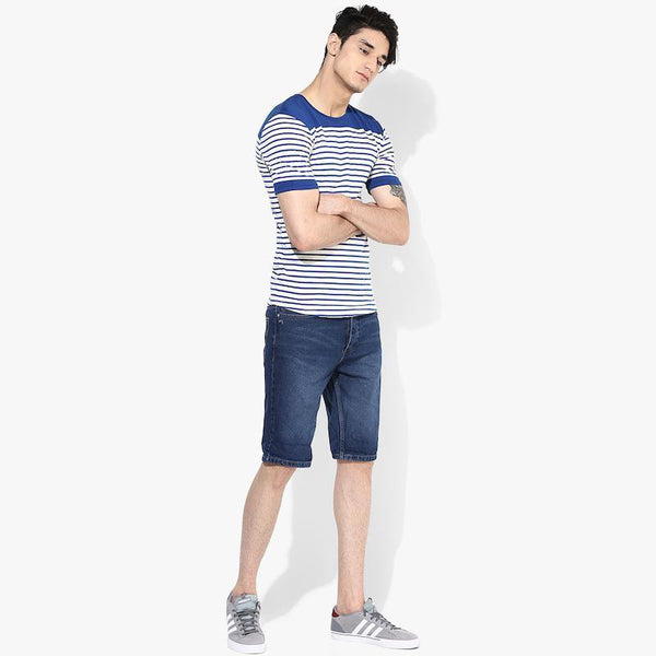 Organic Cotton Men's Blue Stripe Yoke T-Shirt