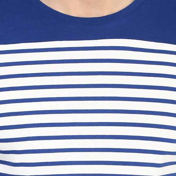 Organic Cotton Men's Blue Stripe Yoke T-Shirt