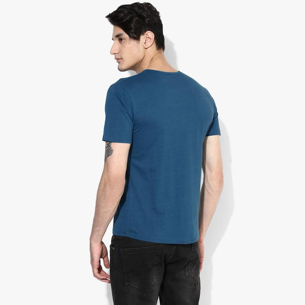 Organic Cotton Men's Henley T-Shirt - Blue