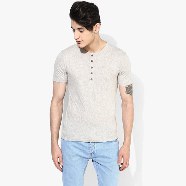 Organic Cotton Men's Henley T-Shirt - Melange