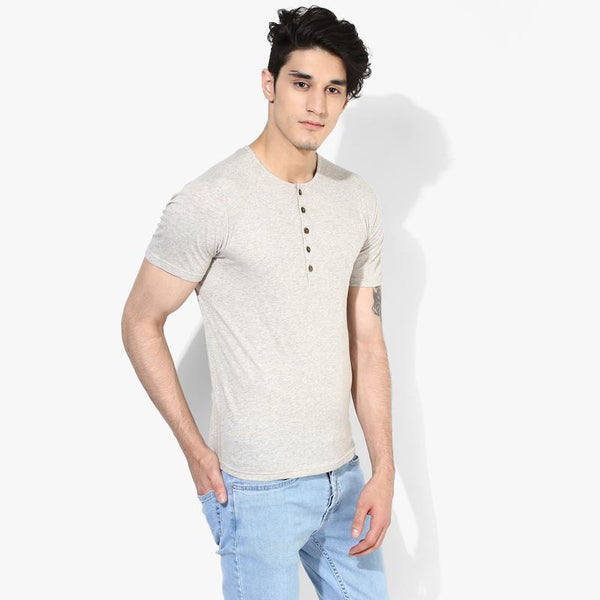 Organic Cotton Men's Henley T-Shirt - Melange