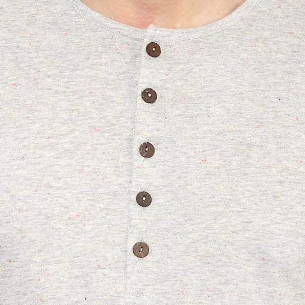 Organic Cotton Men's Henley T-Shirt - Melange