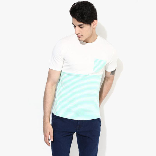 Organic Cotton Men's Pocket T-Shirt With Stripes