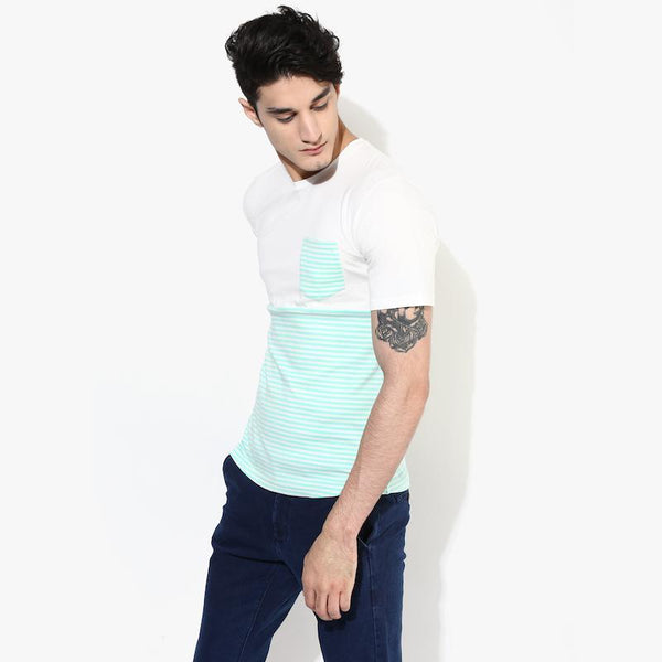 Organic Cotton Men's Pocket T-Shirt With Stripes