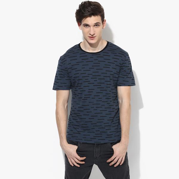 Organic Cotton Men's T-Shirt With Allover Line Print