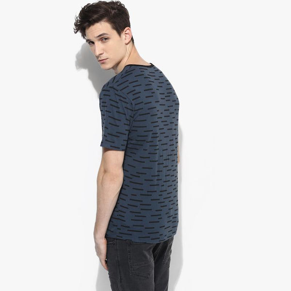 Organic Cotton Men's T-Shirt With Allover Line Print
