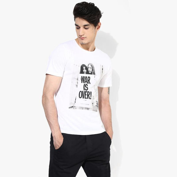 Organic Cotton Men's T-Shirt With Graphic Print - White