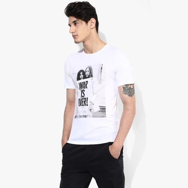 Organic Cotton Men's T-Shirt With Graphic Print - White
