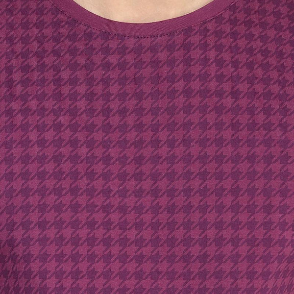 Organic Cotton Men's T-Shirt With Houndstooth Print - Purple