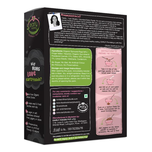 Sprouted Ragi and Carrot Porridge Mix, 200g
