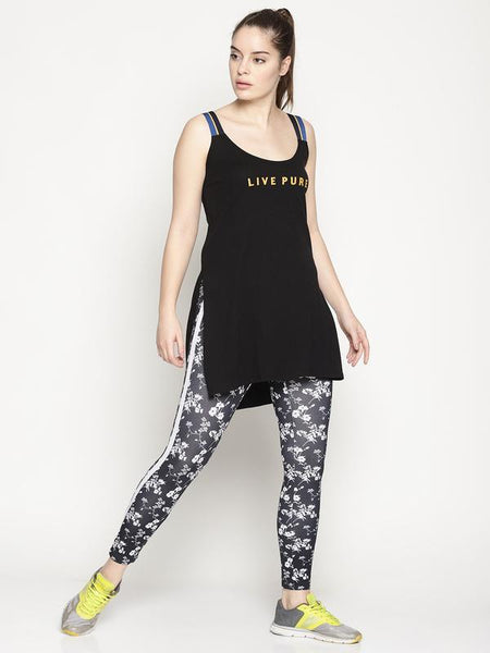 Organic Cotton Women's Black Printed Vest Top