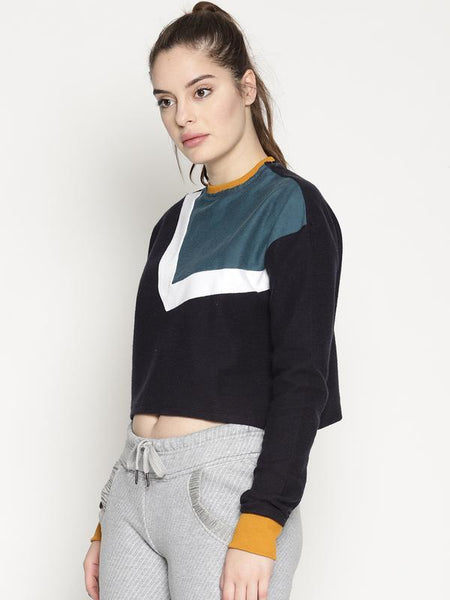 Women's Organic Cotton Colour Blocked Crop Sweatshirt