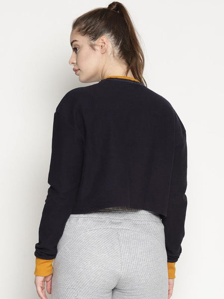 Women's Organic Cotton Colour Blocked Crop Sweatshirt