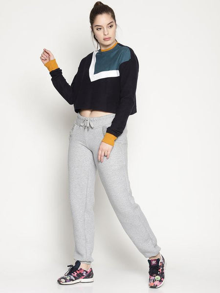 Women's Organic Cotton Colour Blocked Crop Sweatshirt