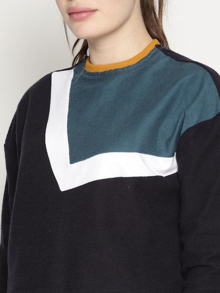 Women's Organic Cotton Colour Blocked Crop Sweatshirt