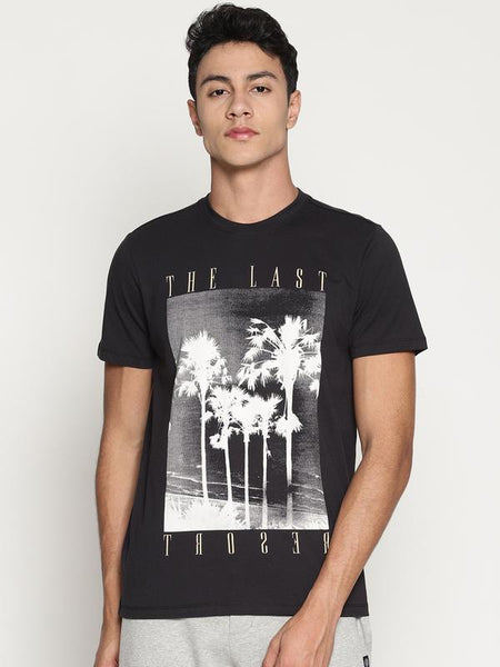 Organic Cotton Men's Printed T-Shirt - Black
